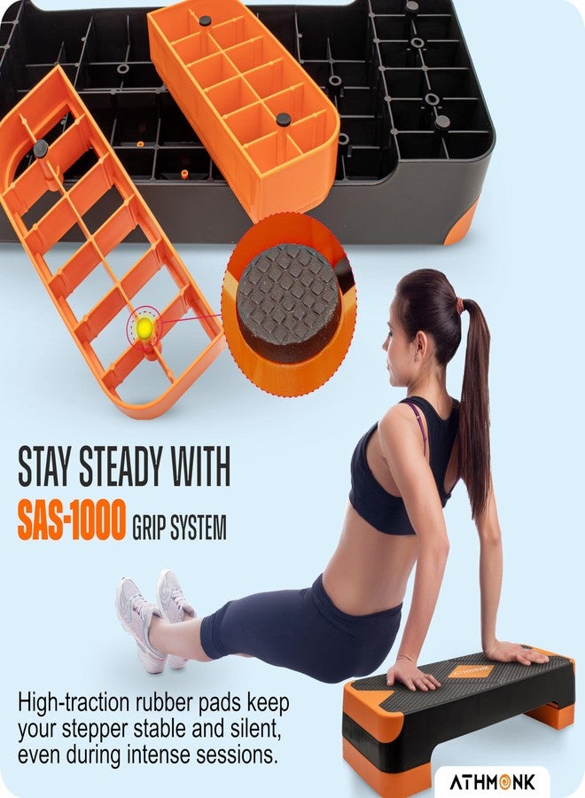 Athmonk Adjustable Multi-Level Aerobic Stepper Ultimate Equipment Gym Stepper for Home Workout | Enhance Stability, Flexibility, Strength | Home Cardio Exercise Aerobics Stepper for Women and Men - Image 3