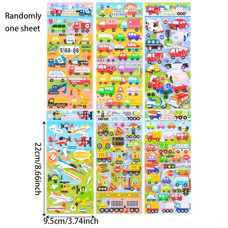 SUPER TOY 3D Puffy Sticker for Kids & Toddlers 4 Strap of 100+ Cars and Trucks Stickers, 3D Stickers Cars, Trains, Airplanes, Trucks Scrap Book Decoration for Boys & Girls - Image 3