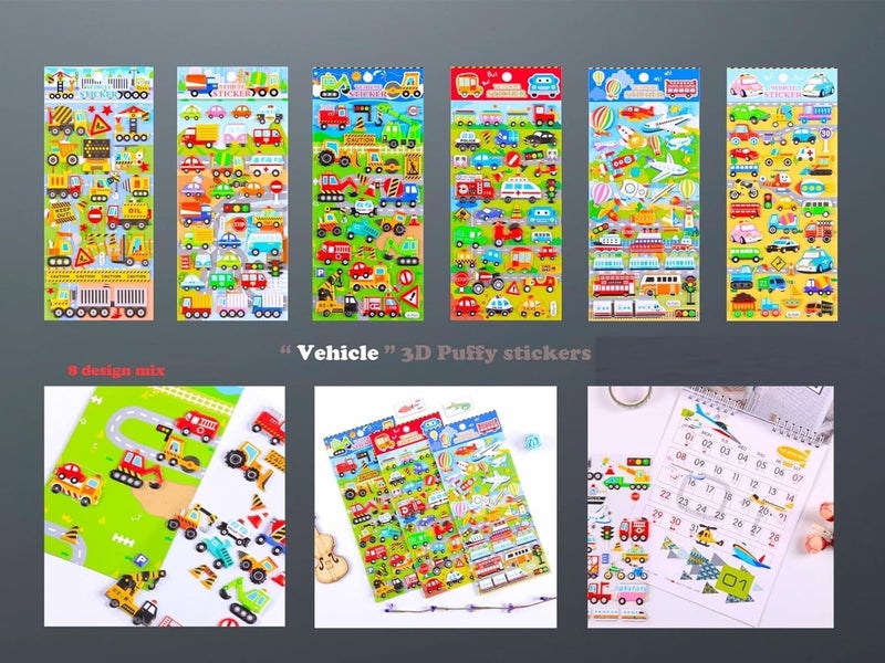 SUPER TOY 3D Puffy Sticker for Kids & Toddlers 4 Strap of 100+ Cars and Trucks Stickers, 3D Stickers Cars, Trains, Airplanes, Trucks Scrap Book Decoration for Boys & Girls - Image 4
