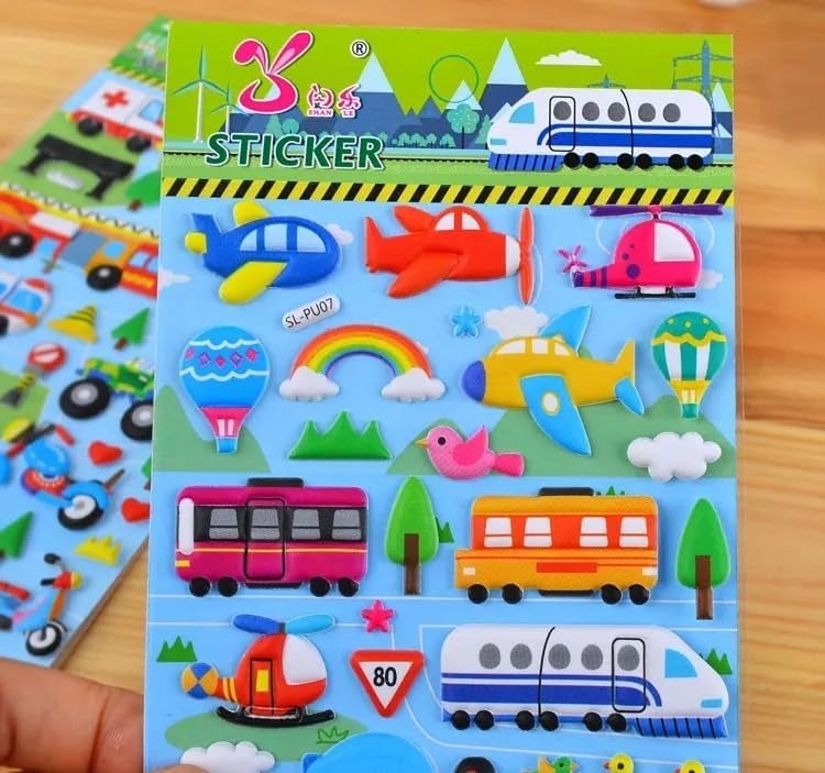 SUPER TOY 3D Puffy Sticker for Kids & Toddlers 4 Strap of 100+ Cars and Trucks Stickers, 3D Stickers Cars, Trains, Airplanes, Trucks Scrap Book Decoration for Boys & Girls - Image 5