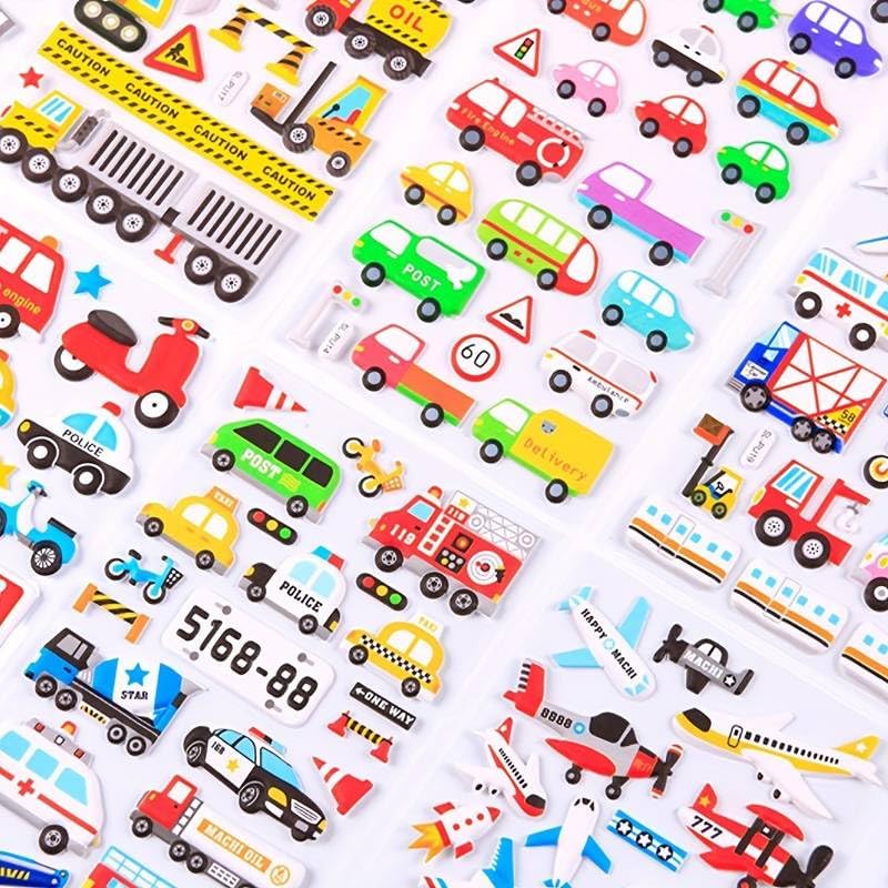 SUPER TOY 3D Puffy Sticker for Kids & Toddlers 4 Strap of 100+ Cars and Trucks Stickers, 3D Stickers Cars, Trains, Airplanes, Trucks Scrap Book Decoration for Boys & Girls - Image 2