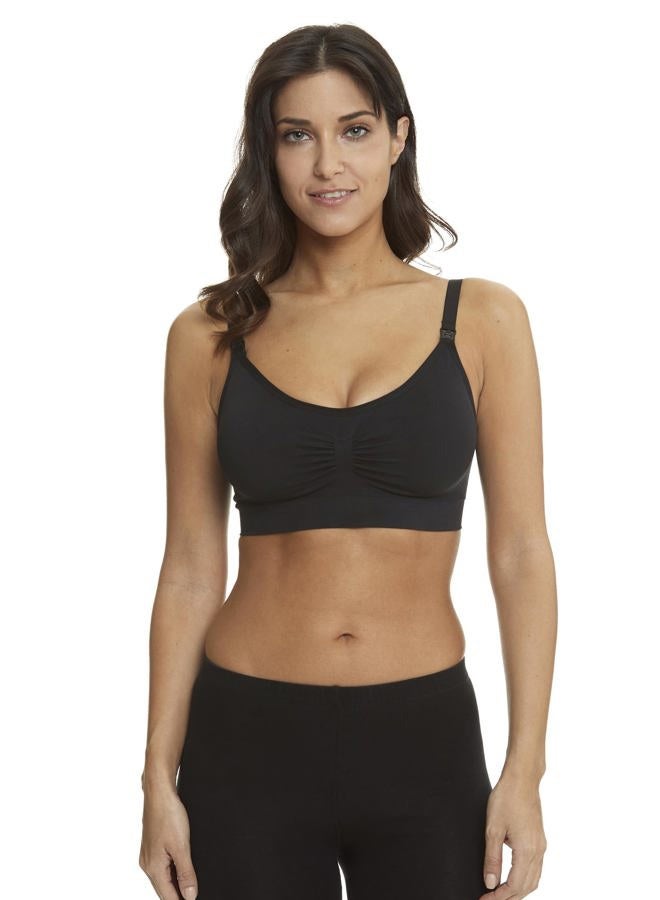HOFISH Women's Nursing Bra Seamless Maternity Bra Night Sleep Wireless Bra with Removable Pads and Extra Extenders and Clips, 3Pack: Black, S - Image 5