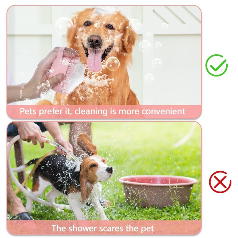 VAYINATO® Pet Grooming Bath Massage Brush with Soap and Shampoo Dispenser Soft Silicone Bristle for Long Short Haired Dogs Cats Shower (Pet Brush-pink) By Petzlifeworld - Image 4