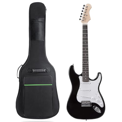 Muscab 39 Inch Electric Guitar Bag 7mm Padding Waterproof Electric Guitar Case, Electric Guitar Gig Bag Backpack with Neck Strap and Pockets, Black - Image 1