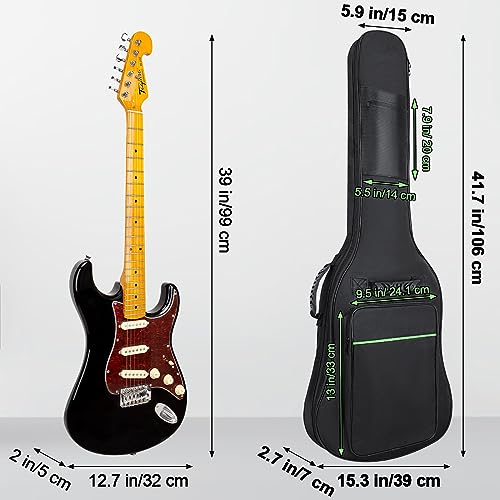 Muscab 39 Inch Electric Guitar Bag 7mm Padding Waterproof Electric Guitar Case, Electric Guitar Gig Bag Backpack with Neck Strap and Pockets, Black - Image 3