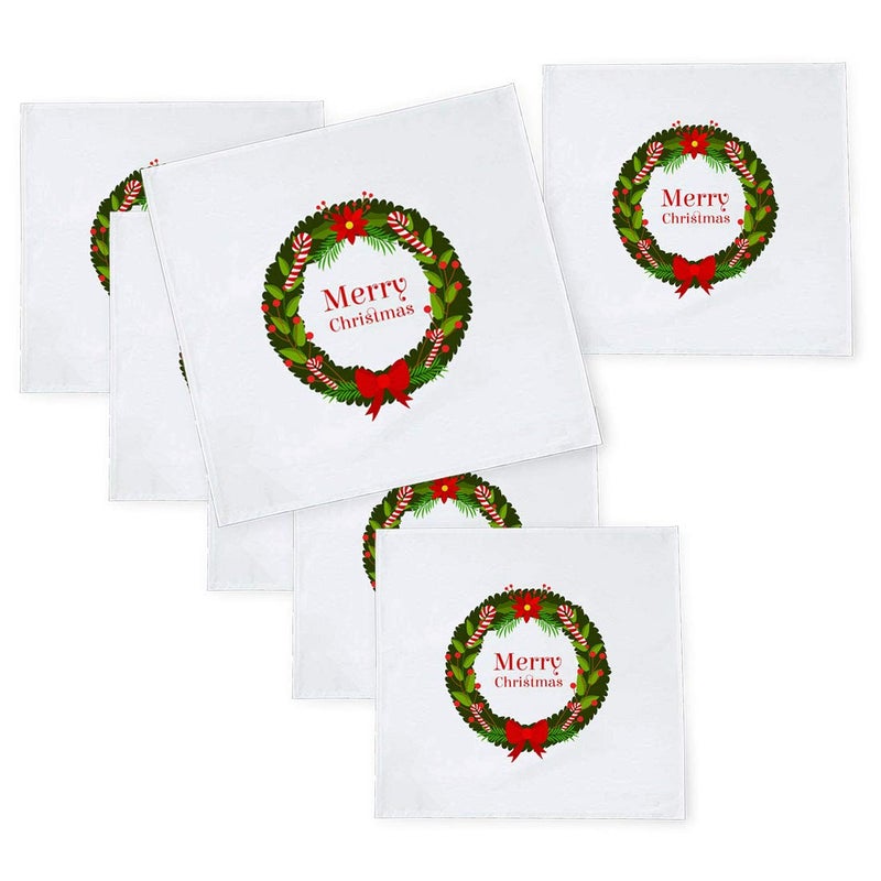 Khakee 6 Pcs Christmas Theme Tafta Silk Table Napkins 10x 10 for Xmas Decoration Christmas OrnamentsChristmas Gift npxmas138P - Image 1