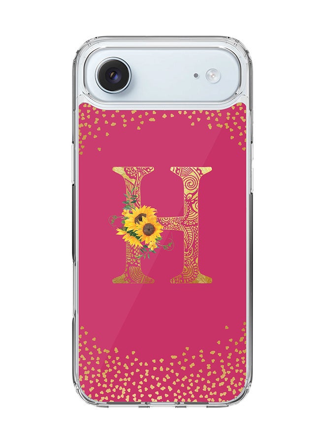 Stylizedd Classic Clear MagSafe Case for iPhone 17 Air , Hybrid Soft Case Flexible Edges Anti Drop TPU PC Gel Thin Transparent Cover [ Designed for iPhone 17 Air ] - Custom Monogram Initial Letter Floral Pattern Alphabet - H ( Deep Pink Rose )