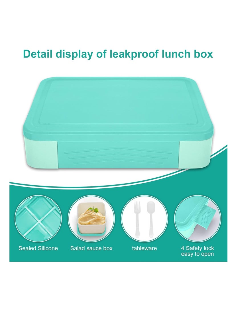 Bento Lunch Box Kids, Bento Box Lunch Box Adults with 5 Compartments and 1 Salad Dressing Containers, Snack Box for Kids and Adults Work School (Mint)  - Image 2