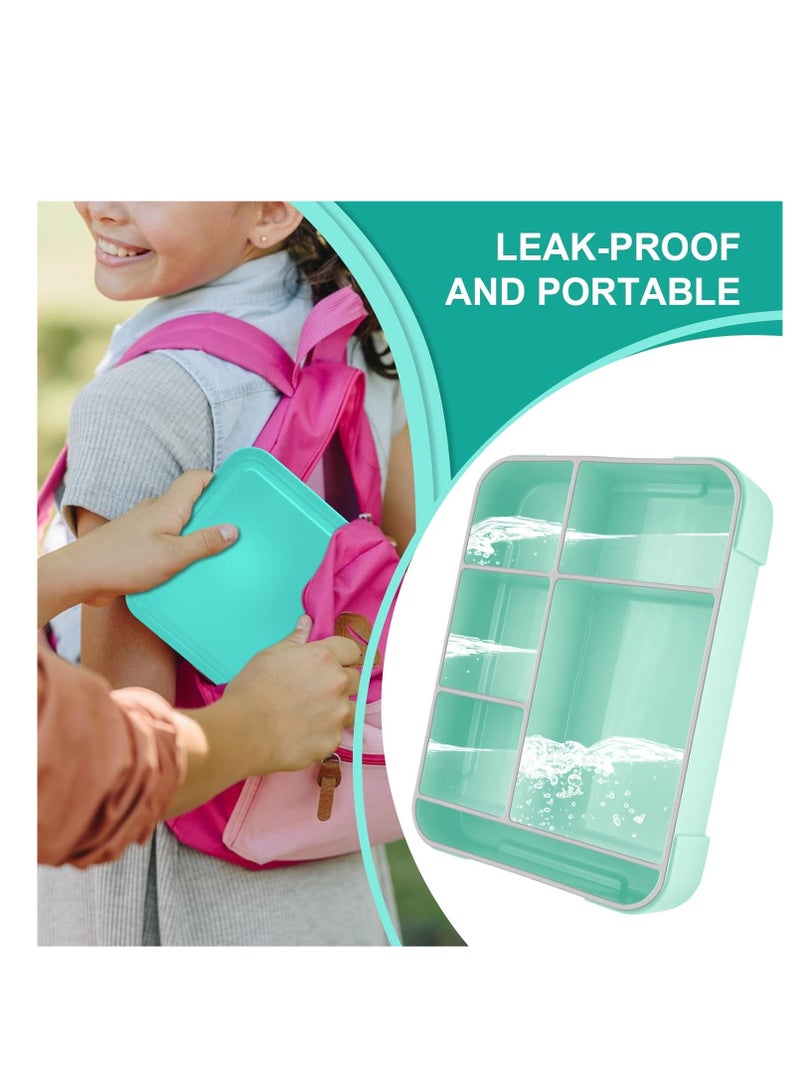 Bento Lunch Box Kids, Bento Box Lunch Box Adults with 5 Compartments and 1 Salad Dressing Containers, Snack Box for Kids and Adults Work School (Mint)  - Image 4