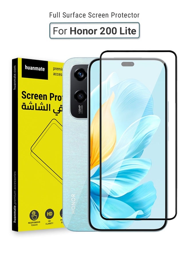 huanmate Honor 200 Lite Screen Protector – Premium Edge to Edge Tempered Glass, High Transparency, Delicate Touch, Anti-Explosion, Smooth Arc Edges, Easy Installation  - Image 1