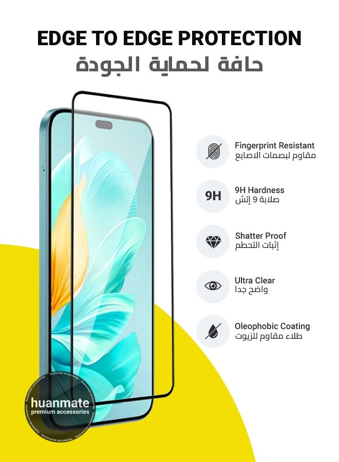 huanmate Honor 200 Lite Screen Protector – Premium Edge to Edge Tempered Glass, High Transparency, Delicate Touch, Anti-Explosion, Smooth Arc Edges, Easy Installation  - Image 2