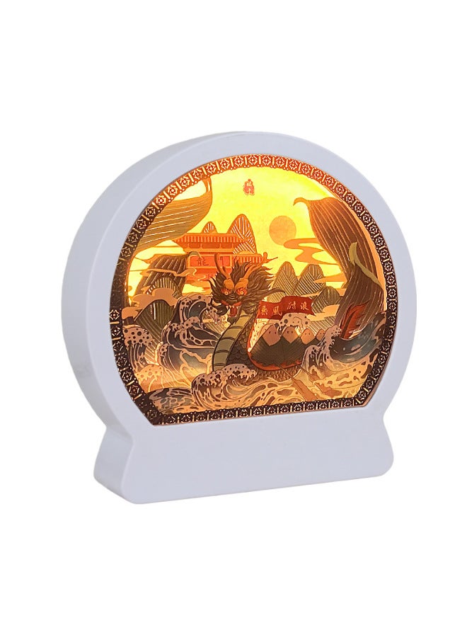 Chinese-style Dragon Boat Festival Gift Custom-made 3d Stereo Light And Shadow Paper Carving Lamp Corporate Logo Dragon Boat Gift Lamp For Clients
