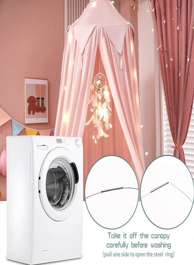 Akiky Bed Canopy for Girls with Lights Princess Dream Catcher for Kids Reading Nook Bed Tent for Twin Full Queen Size Bed,Room Decor (Beige Pink) - Image 5