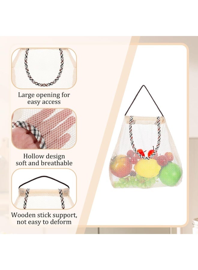 Bluejw 4PCS Grocery Bags, Shopping Bag, Reusable Hanging Storage Mesh Bags Durable & Strong Fruit and Vegetable Mesh Bags/Pulling resistance Storage Tote Bags for Garlics, Potatoes, Onions - Image 3