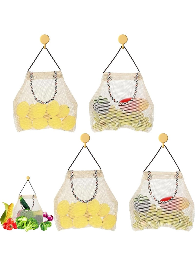 Bluejw 4PCS Grocery Bags, Shopping Bag, Reusable Hanging Storage Mesh Bags Durable & Strong Fruit and Vegetable Mesh Bags/Pulling resistance Storage Tote Bags for Garlics, Potatoes, Onions - Image 1