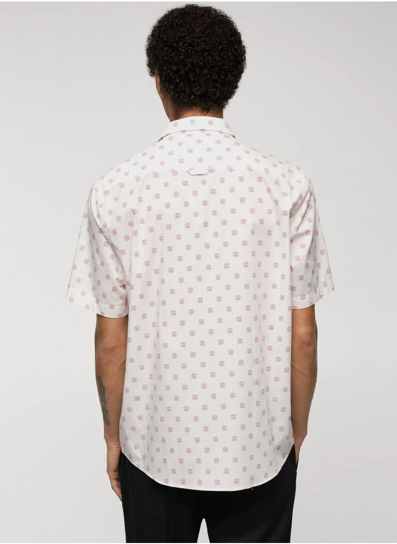 Mango Man Floral Print Regular Fit Shirt