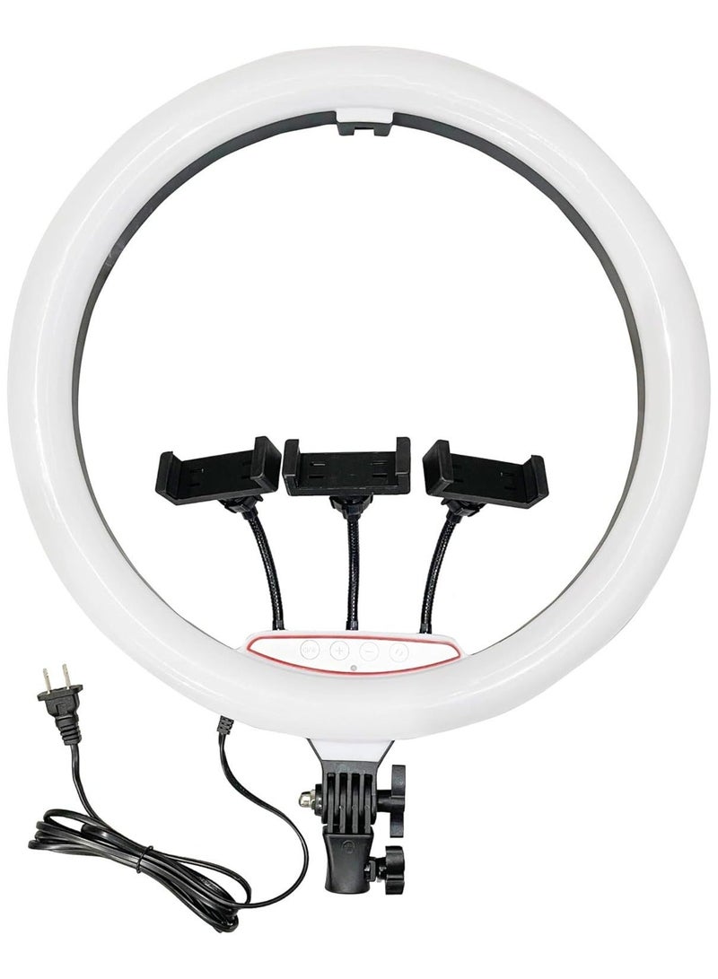 18-Inch LJJ-45 LED Ring Light with Touch Control, 360° Rotation, 3 Phone Holders, Remote Control & Adjustable Stand, 2700K-6500K - Black - Image 1