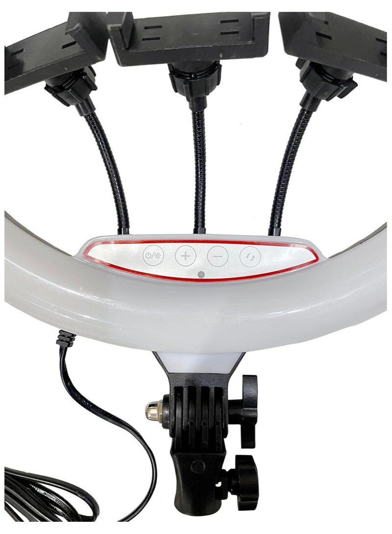 18-Inch LJJ-45 LED Ring Light with Touch Control, 360° Rotation, 3 Phone Holders, Remote Control & Adjustable Stand, 2700K-6500K - Black - Image 3