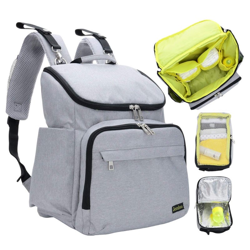 Jeraboo Diaper Backpack for Mom and Dad  Stylish Designer Diaper Bag for Women and Men Boys and Girls  Baby Bookbag Includes Changing Pad Large Roomy Pockets Insulated Pouch  Great For Travel - Image 1