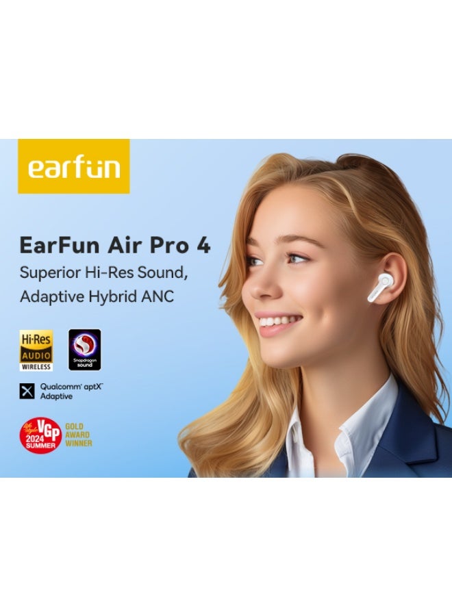 إيرفن سماعات EarFun Air Pro 4 لاسلكية بإلغاء ضوضاء تكيفي هجين، Snapdragon Sound و aptX Lossless، 6 ميكروفونات AI للمكالمات، صوت Hi-Res LDAC، تشغيل حتى 52 ساعة، بلوتوث 5.4، مستشعر ارتداء - Image 3