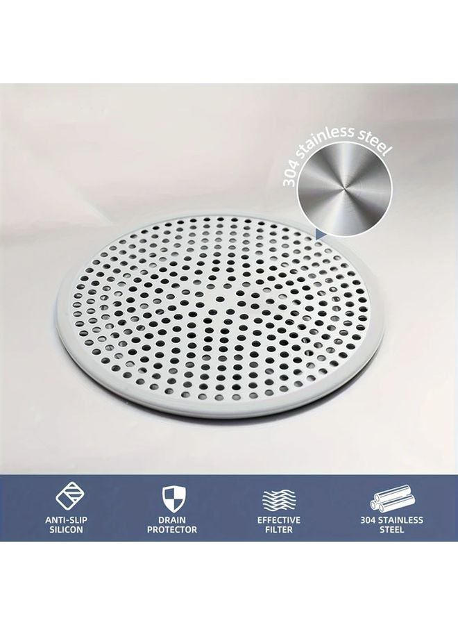 Stainless Steel Round Shower Drain Cover With Silicone Edge For Bathroom Kitchen Sink Silvery - Image 3