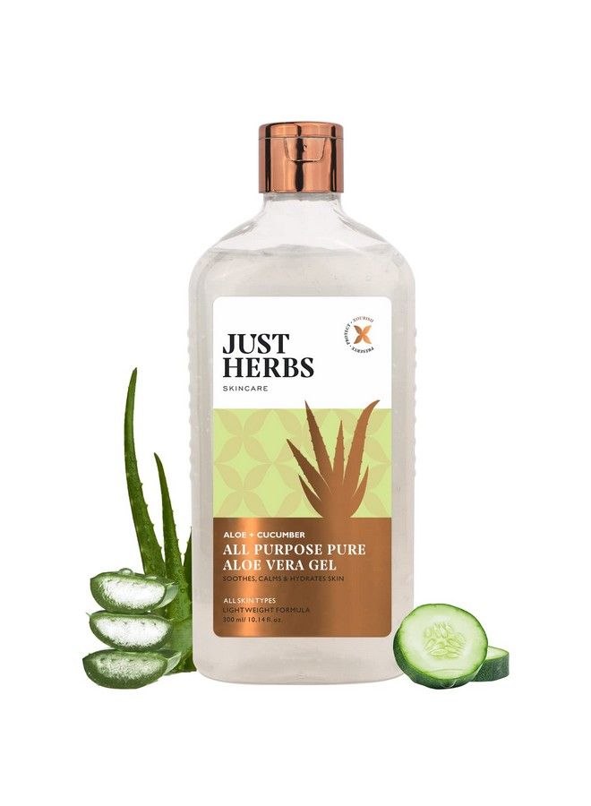 Just Herbs جل الألوة فيرا النقي متعدد الأغراض مع الخيار للبشرة والشعر 300 مل - Image 1
