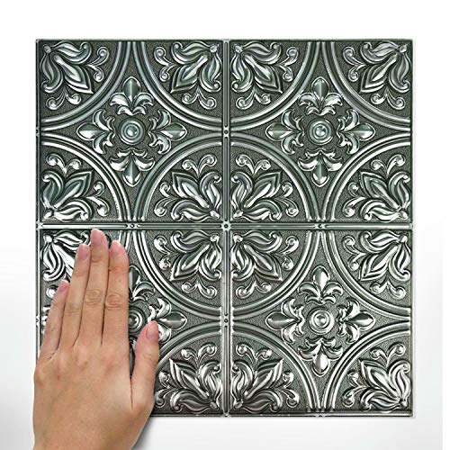 RoomMates TIL4624FLT StickTiles Silver Tin Peel and Stick Tile - Image 3