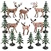 SCAHOW 16PCS Deer Figurines Model Trees Kit Plastic Woodland Animals Toys Miniature Wild Forest Animal Figures for Christmas Decoration Cake Toppers Party Favors - Image 2