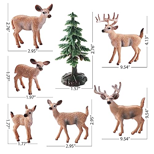SCAHOW 16PCS Deer Figurines Model Trees Kit Plastic Woodland Animals Toys Miniature Wild Forest Animal Figures for Christmas Decoration Cake Toppers Party Favors - Image 5