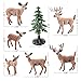 SCAHOW 16PCS Deer Figurines Model Trees Kit Plastic Woodland Animals Toys Miniature Wild Forest Animal Figures for Christmas Decoration Cake Toppers Party Favors - Image 4