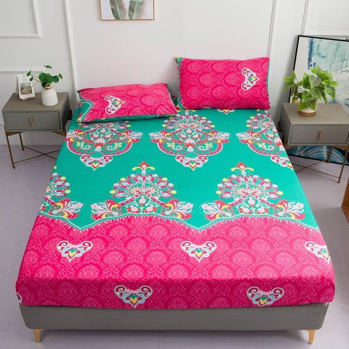 BOHO EXOTIC FITTED SHEET QUEEN SIZE BOHEMIAN MANDALA PAISLEY BED SHEET SET WOMEN VINTAGE ENTHIC TRIBAL FLORAL SHEET SET MICROFIBER SUPER SOFT BED SET NO FLAT SHEET 1 FITTED SHEET2 PILLOW CASES
