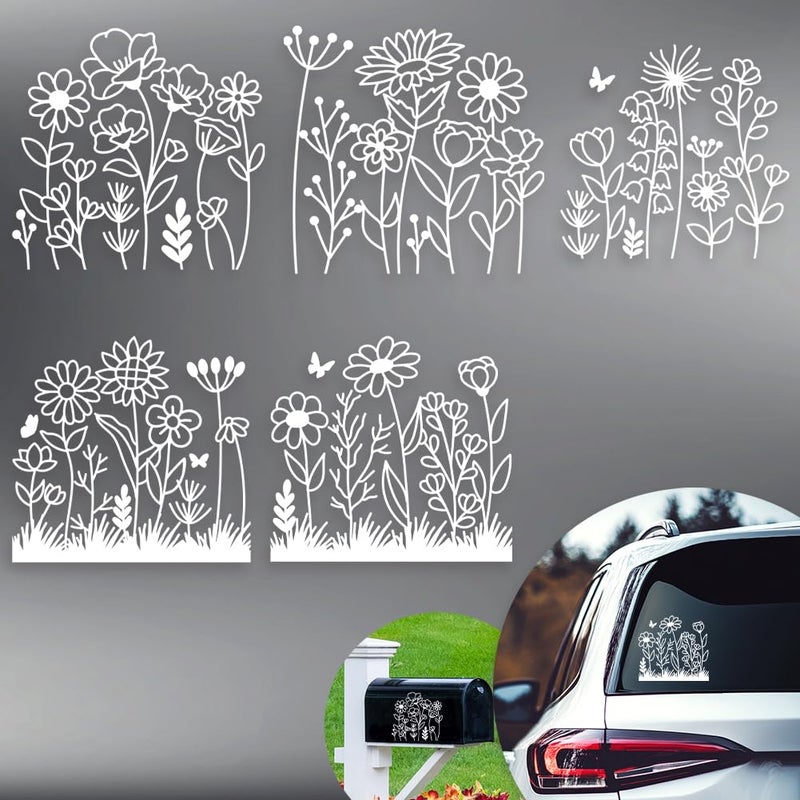 Hobbspring 5 Styles Flower Car Stickers 61x583 Inches Reflective Universal Wildflower Decals Beautiful Funny Boho Bloom Flora Plastic Decoration Decals for Auto Cars Truck Window Walls Laptop - Image 3