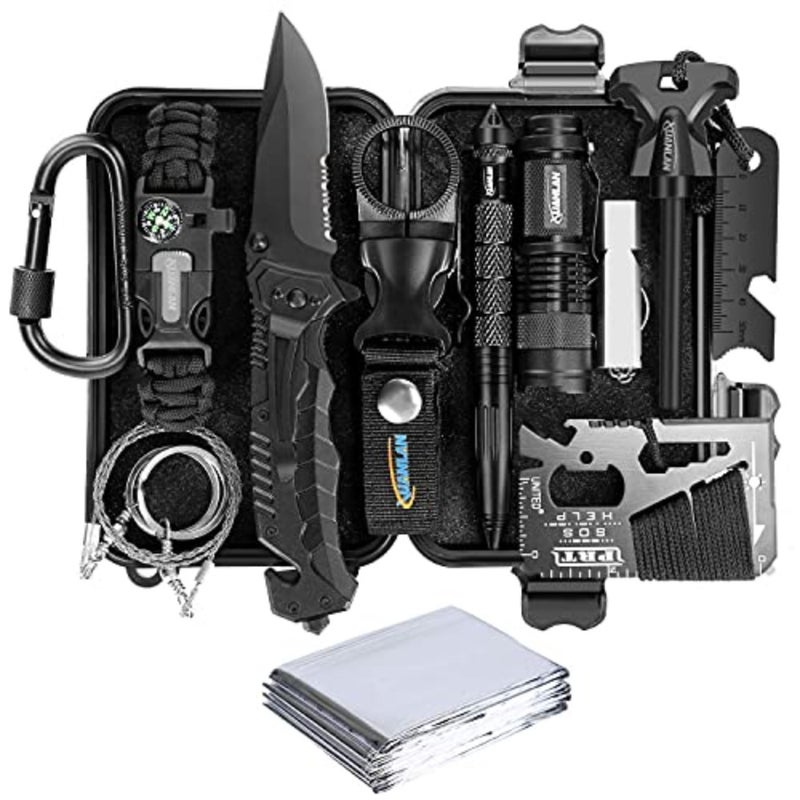 Emergency Survival Kit 13 in 1, Outdoor Survival Gear Tool with Survival Bracelet, Fire Starter, Whistle, Wood Cutter, Water Bottle Clip, Pen Survival Kit 1 - Image 1