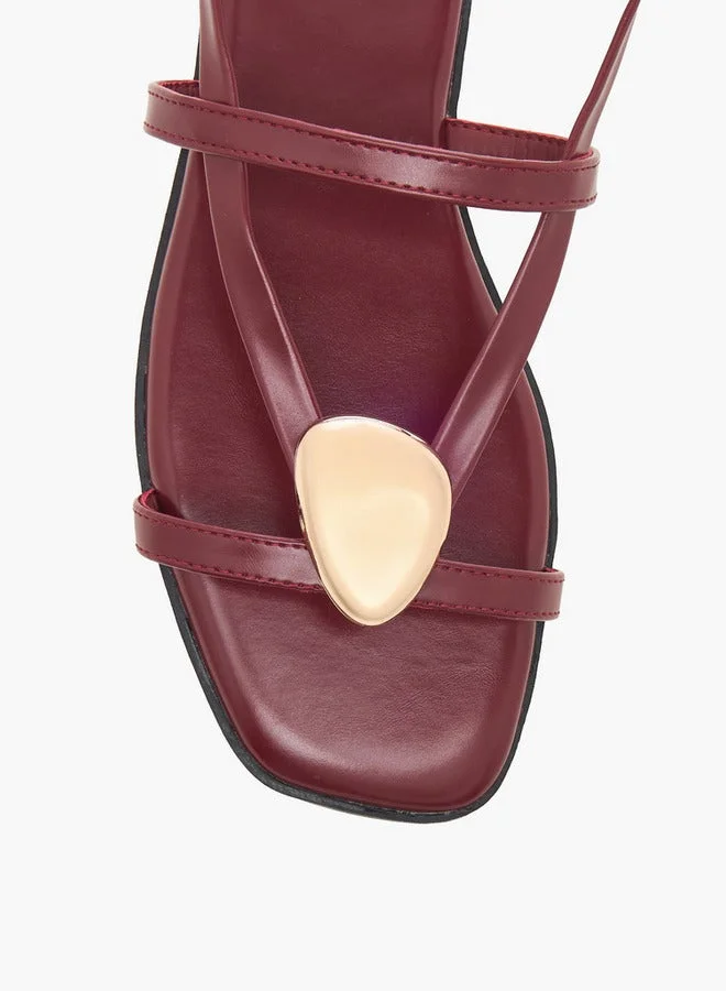 Celeste BURGUNDY Women Ankle Strap Flat Sandals for Women | Best Price UAE