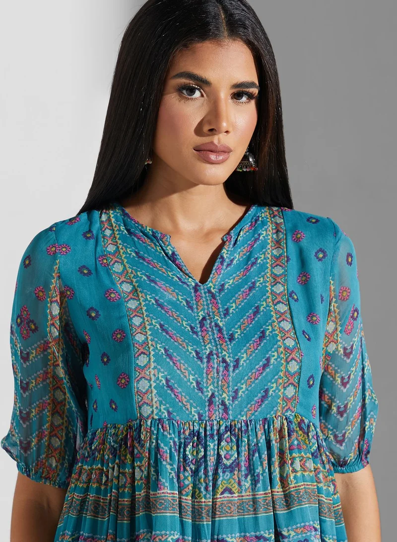 Label RITU KUMAR Pleat Detail Printed Top
