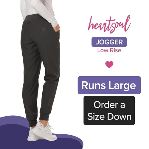 HeartSoul Women's Medical Scrub Jogger Pants Contemporary fit Drawstring Waistband Jogger with 5 Pockets - HS030P, XS Petite, Pewter - Image 2