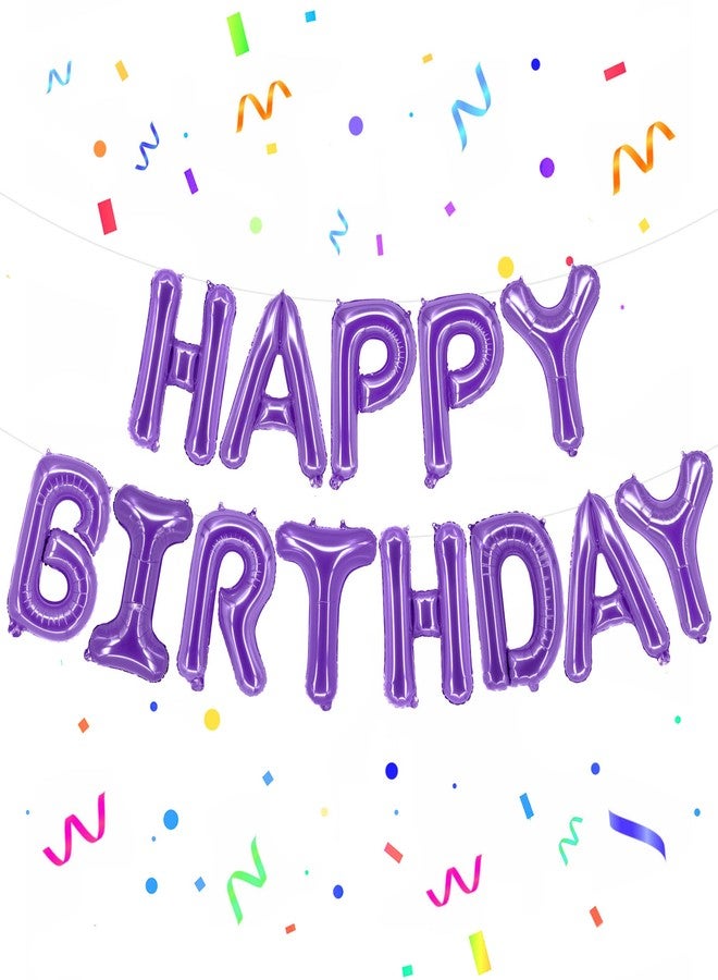 KatchOn, Purple Happy Birthday Balloons - 16 Inch, Helium Supported | Foil Happy Birthday Balloons for Purple Birthday Decorations | happy birthday Balloon Banner, Unicorn Birthday Decorations - Image 1