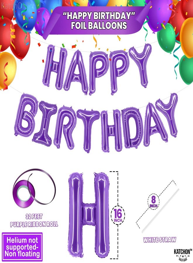 KatchOn, Purple Happy Birthday Balloons - 16 Inch, Helium Supported | Foil Happy Birthday Balloons for Purple Birthday Decorations | happy birthday Balloon Banner, Unicorn Birthday Decorations - Image 2