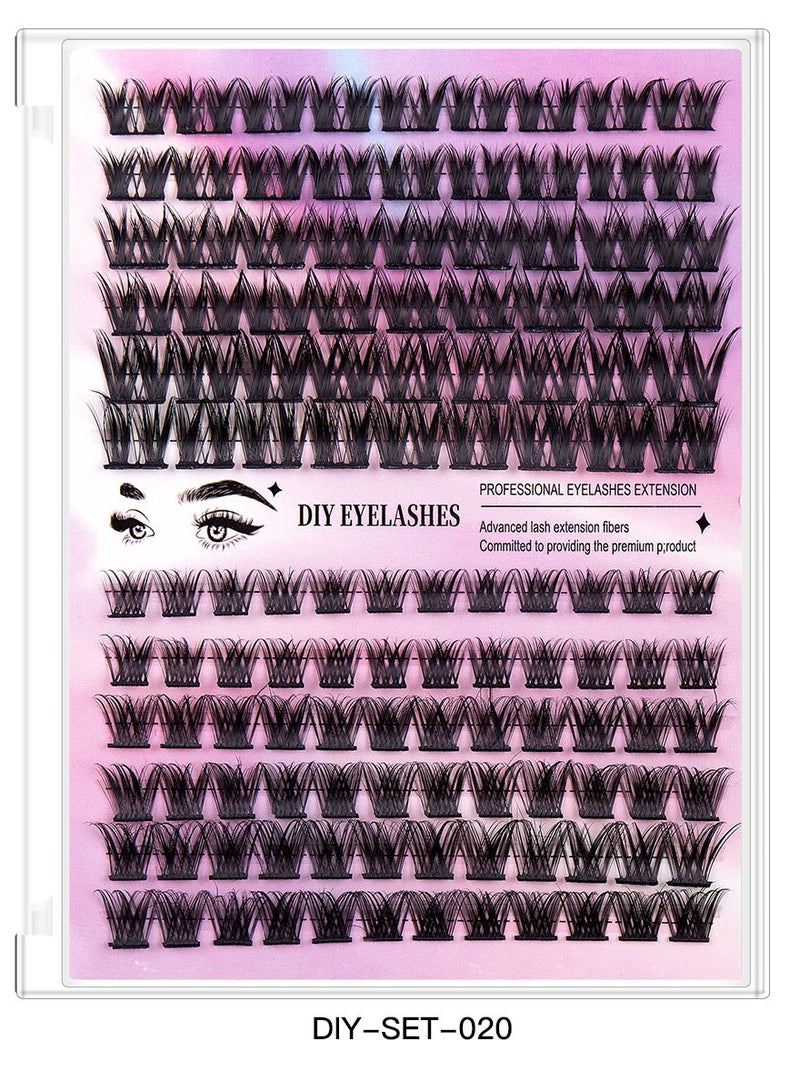GUDOO 126 Pack Lashes Extension Kit Lash Cluster with Waterproof Lash Bond and Seal and Cluster Lash Tweezers and Lash Brush Wispy Cluster Lashes DIY Eyelashes Extension Kit - Image 5