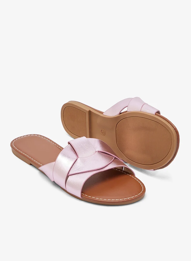 Ginger Metallic Woven Detail Flat Sandals