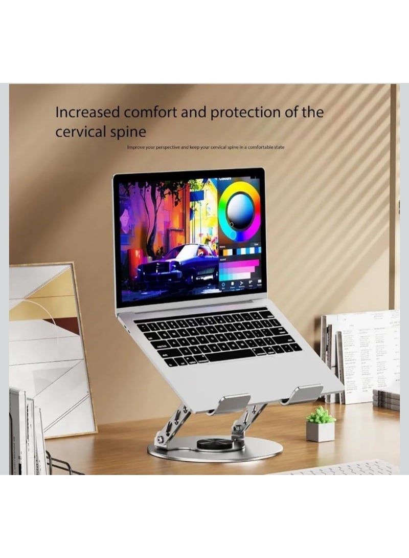 Metal Laptop Stand with 360 Degree Rotating Base, Adjustable Height, Comfortable to Relieve Neck and Shoulder Strain, Stable and Non-Slip Base, Suitable for All Devices up to 17 Inch - Image 2