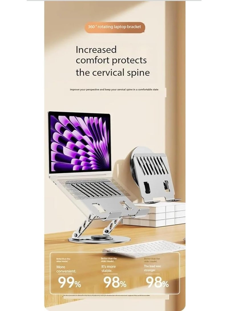 Metal Laptop Stand with 360 Degree Rotating Base, Adjustable Height, Comfortable to Relieve Neck and Shoulder Strain, Stable and Non-Slip Base, Suitable for All Devices up to 17 Inch - Image 5