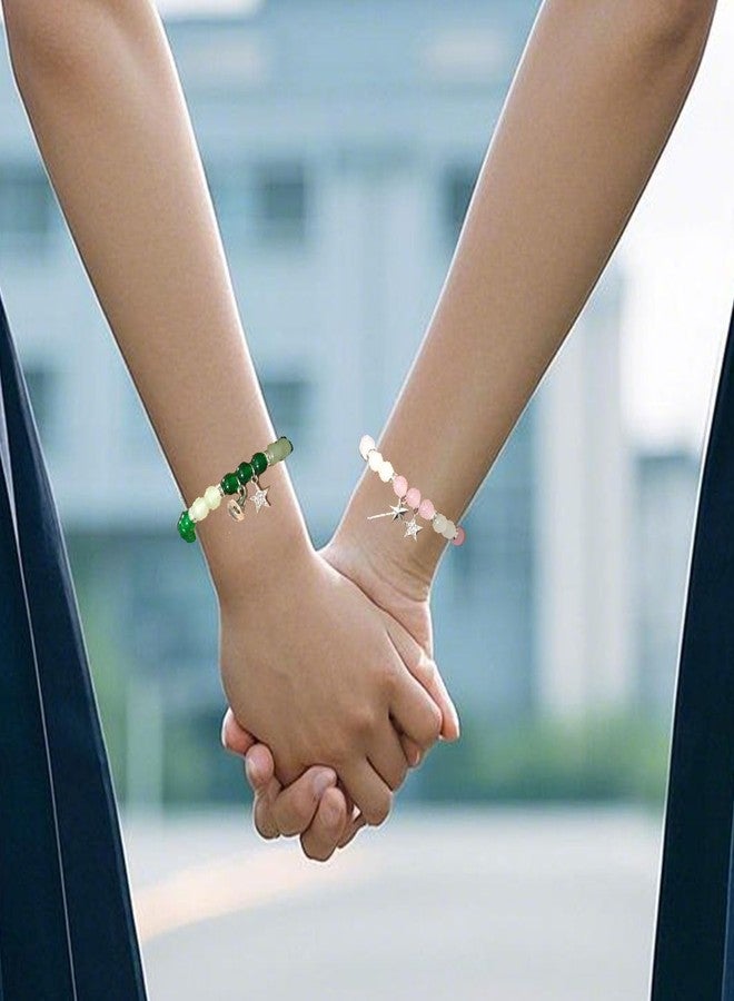 Volare Elphaba Galinda Friendship Matching Bracelets Witch Hat Magic wand BFF Bracelets Best Friend Bracelets for Fans Friends (Pink&Green) - Image 2