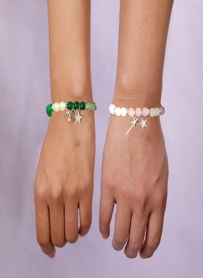 Volare Elphaba Galinda Friendship Matching Bracelets Witch Hat Magic wand BFF Bracelets Best Friend Bracelets for Fans Friends (Pink&Green) - Image 3