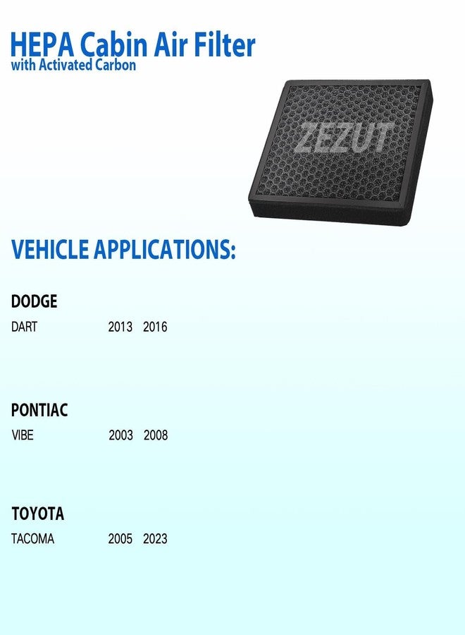 ZEZUT Honeycomb Structured Activated Carbon Cabin Air Filter, Durable and sturdy,Fit for Toyota Tacoma (2005-2021)/Dodge Dart (2013-2016)/Pontiac Vibe (2003-2008) (1 PACK) - Image 2