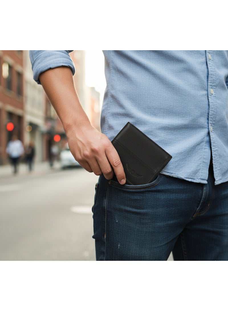 CROSSLAND Genuine Leather Slim Tri-Fold Wallet for Men, 8 ID Slots, RFID Blocking Technology - Image 5