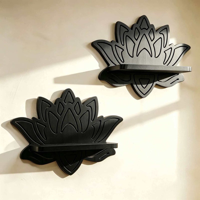 Lotus Wooden Wall Shelf - Image 3