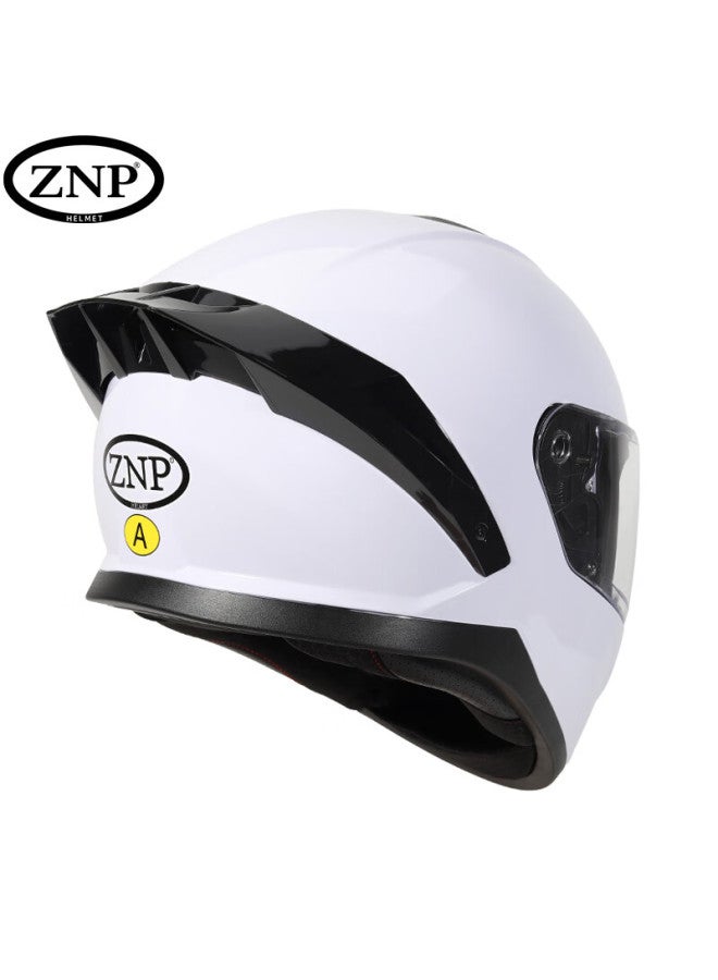 Znp928 Dual-lens Motorcycle Helmet, Winter Warmth, For Men And Women, All-season Full-face Helmet, Pearl White, Size L - Image 2