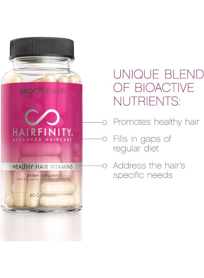 HAIRFINITY Hair Vitamins - Scientifically Formulated With Biotin, Amino Acids, And A Vitamin Supplement That Helps Support Hair Growth - Vegan - 60 Veggie Capsules (1 Month Supply) - Image 2