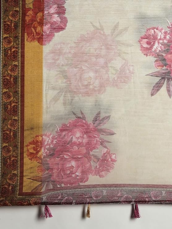 HEMOVIA Pure Fancy Floral Digital Print Saree Banarasi Digital Saree Rich Pallu Design Woven Trendy Special Occassion Wear With Unstitched Blouse Digital latest sadi 2025 Sari Sale (KHUSHI3053) - Image 5